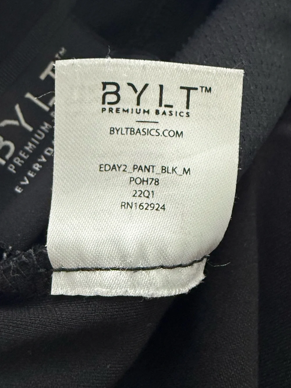 BYLT | Everyday Pant 2.0 | Black | Size Medium
